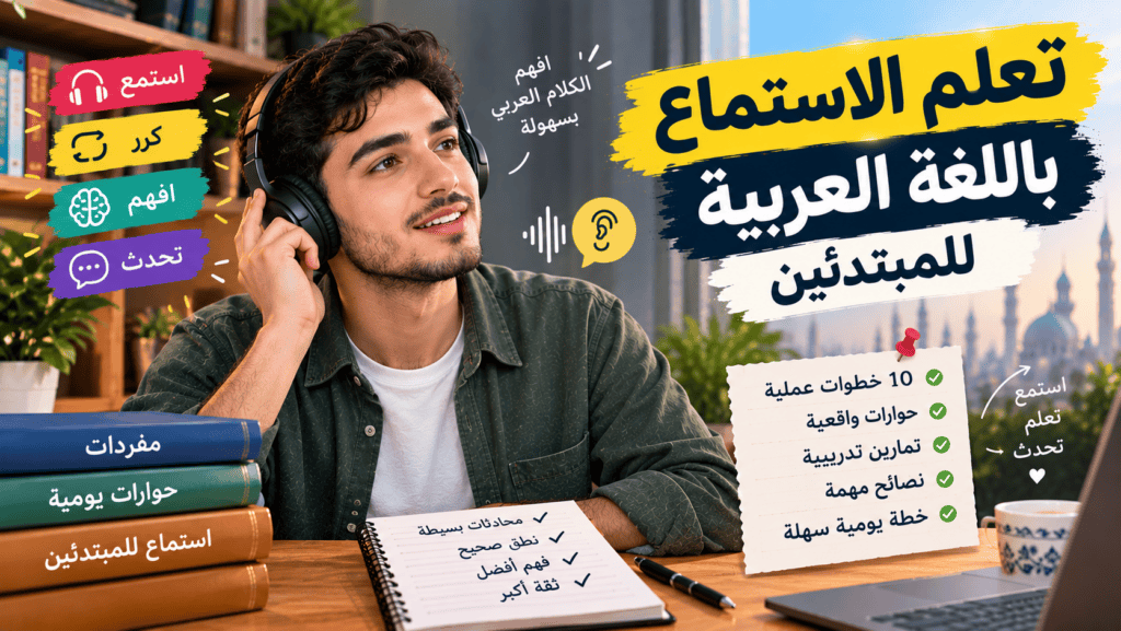 Read more about the article تعلم الاستماع باللغة العربية للمبتدئين: كيف تفهم الكلام العربي بسهولة؟