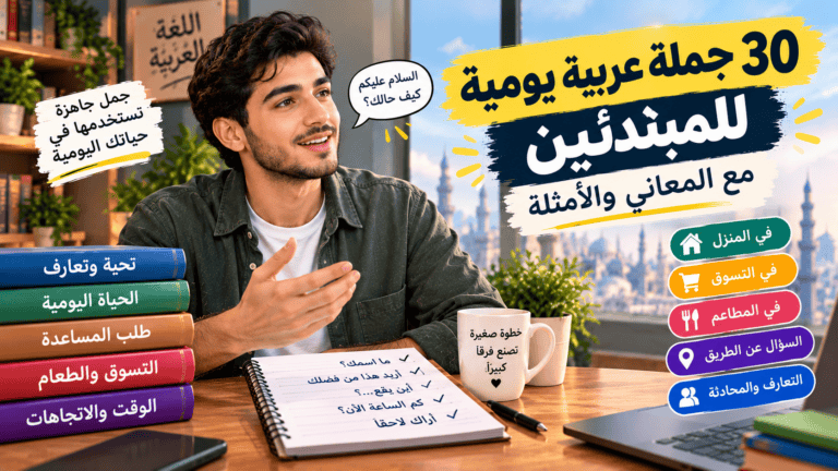 Read more about the article 30 جملة عربية يومية تحتاج إليها في الحياة اليومية: تعلمها واستخدمها بسهولة