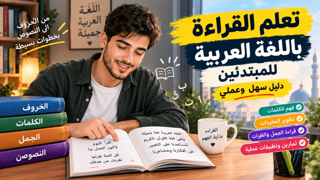 Read more about the article تعلم القراءة باللغة العربية للمبتدئين: دليل عملي لفهم النصوص بسهولة