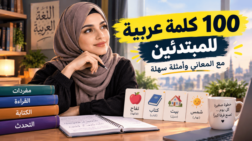 Read more about the article 100 كلمة عربية أساسية للمبتدئين مع المعاني وأمثلة سهلة